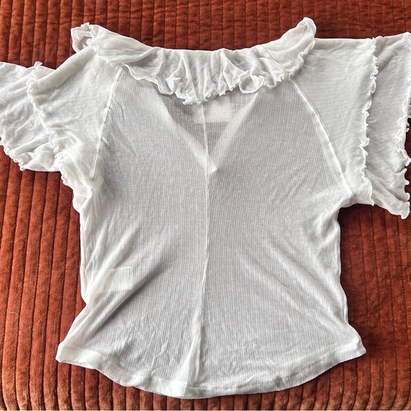 Free People Ivory Ruffled Blouse - Picture 2 of 6